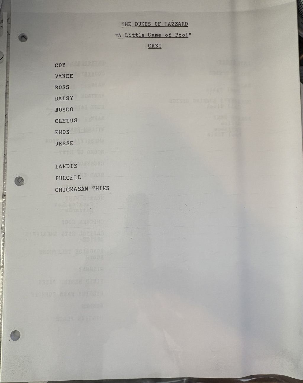 Dukes of Hazzard TV Script Copies 4 Different ones so far