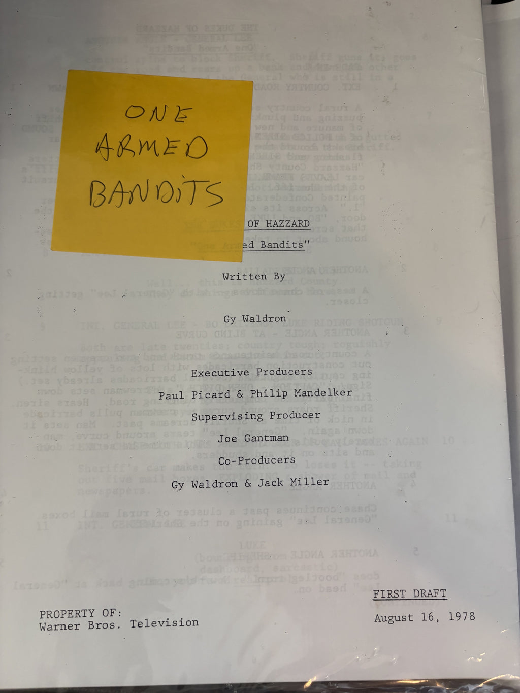 Dukes of Hazzard TV Script Copies 4 Different ones so far