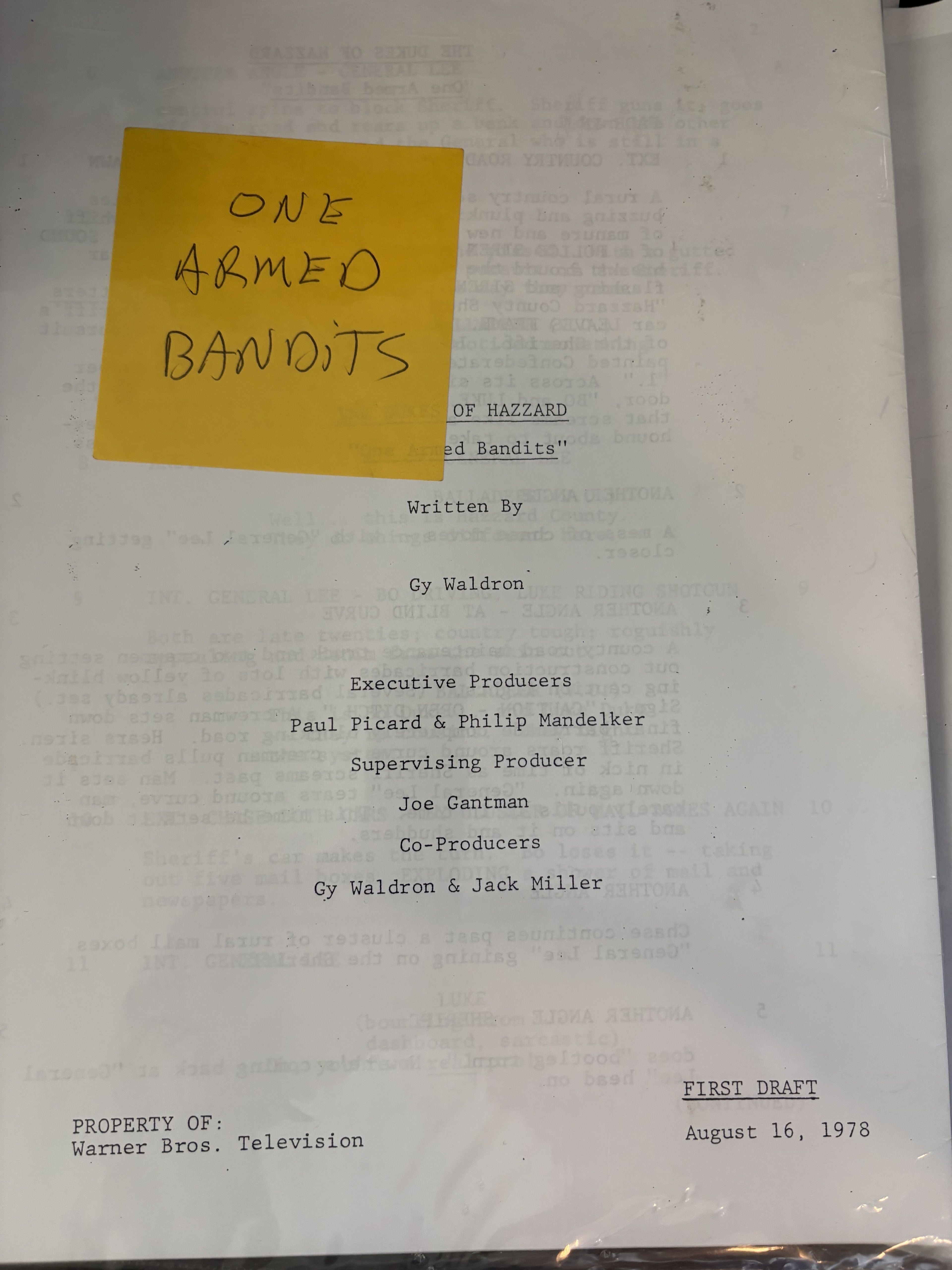 Dukes of Hazzard TV Script Copies 4 Different ones so far