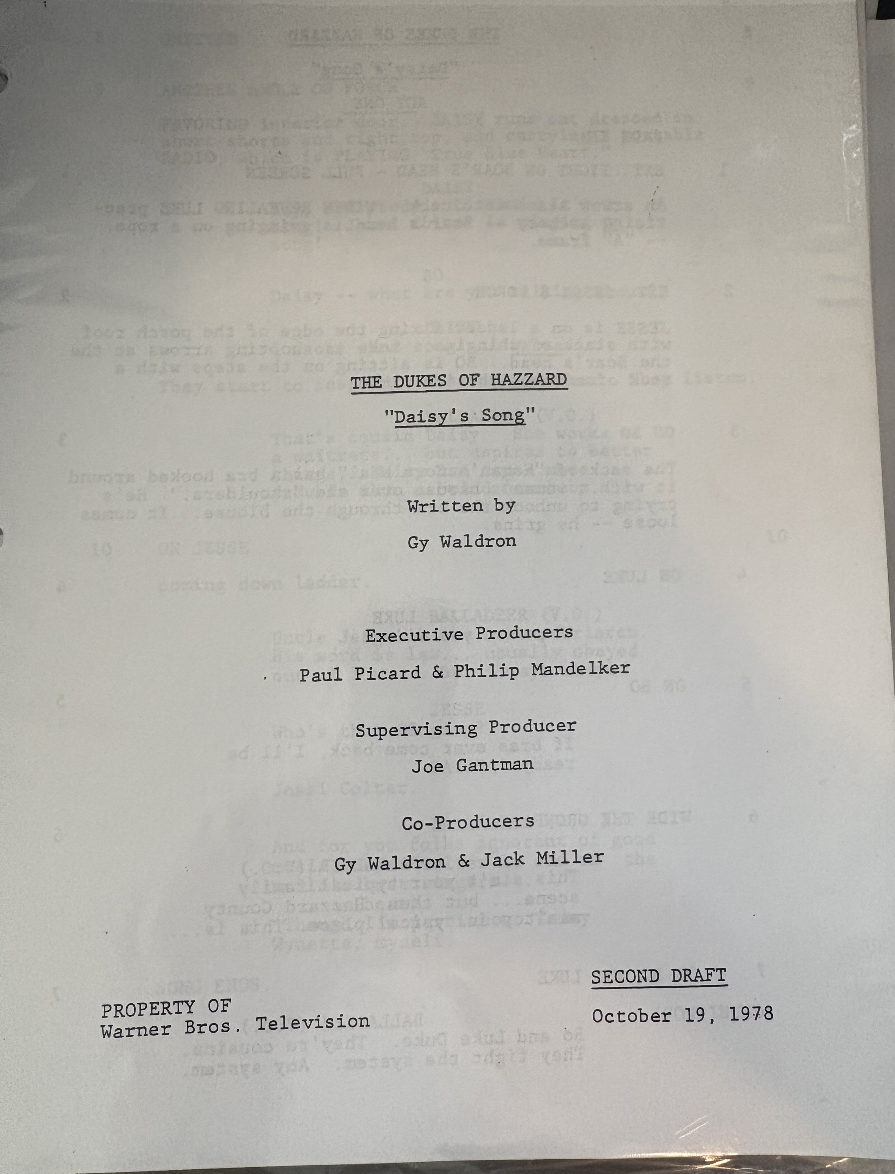 Dukes of Hazzard TV Script Copies 4 Different ones so far